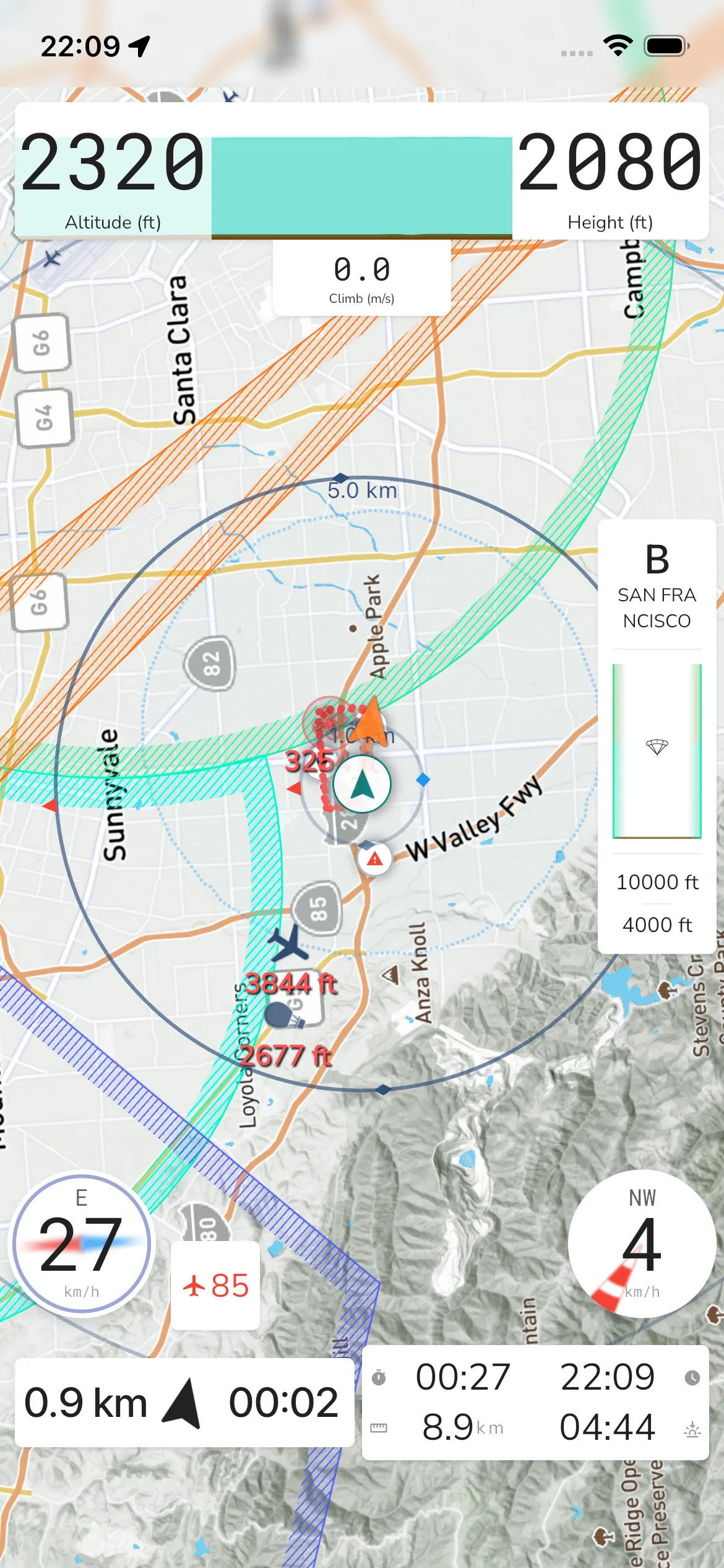 Altitude instrument in the live in-flight layout