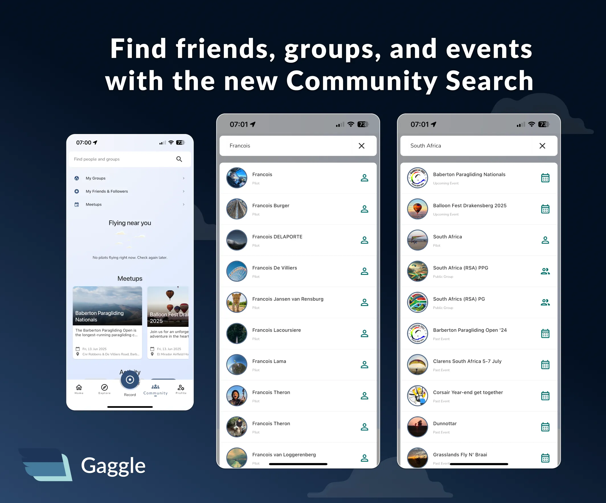 Map displaying points of interest in the Gaggle app