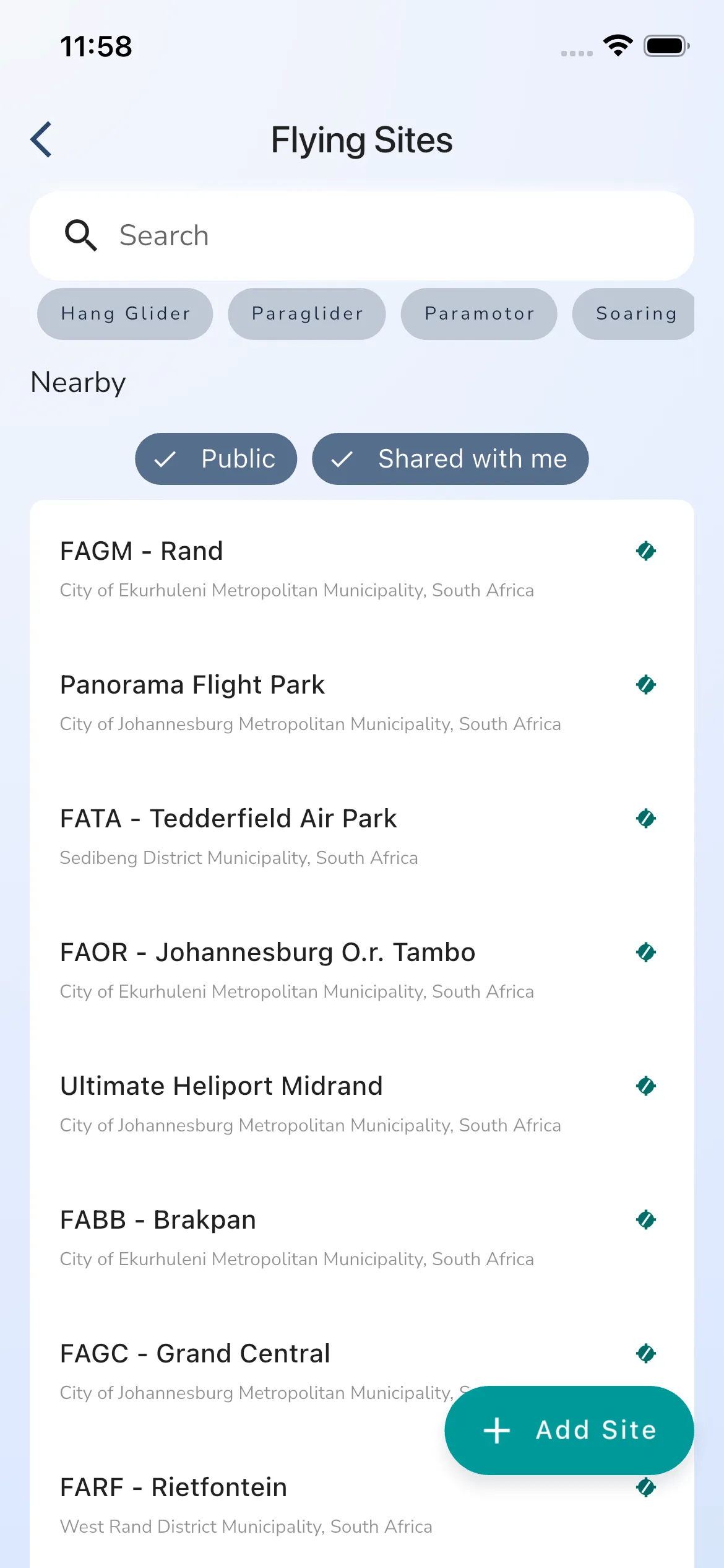 Flying Site List